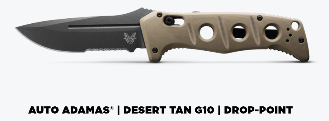 Benchmade 2750GY-1 Auto Adamas® | Desert Tan G10 | Drop-point | Partial Serration